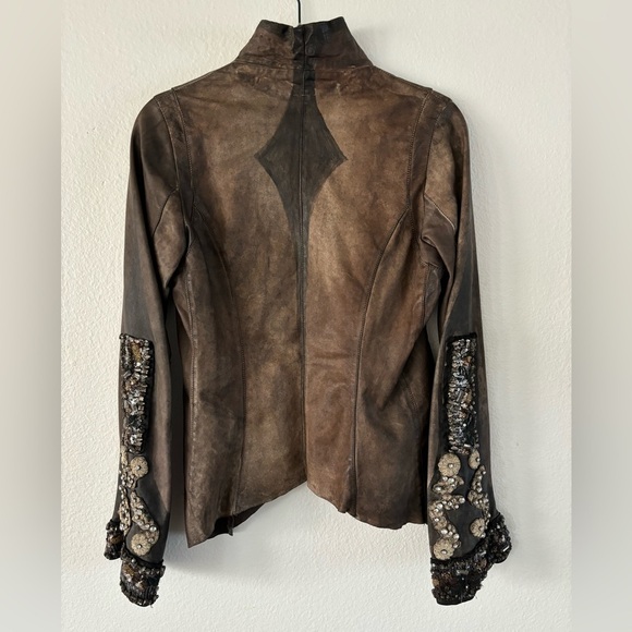 Da Rold Le Cuir Perdu Leather Jacket Embellished Details Handmade In Italy - Picture 16 of 16